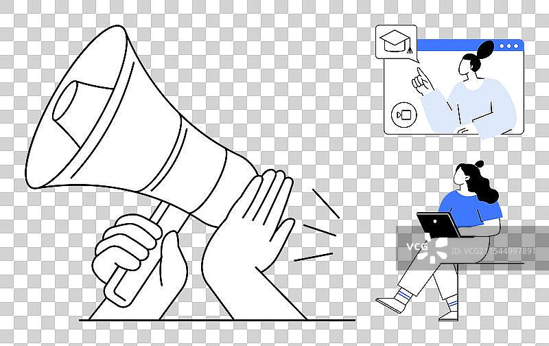 在线教育推广概念与扩音器图片素材