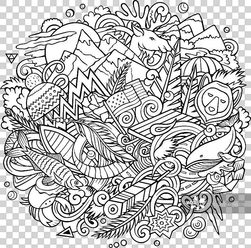 阿拉斯加手绘卡通涂鸦图片素材