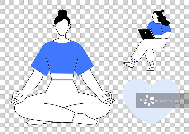 坐着的女人在莲花坐姿中冥想图片素材