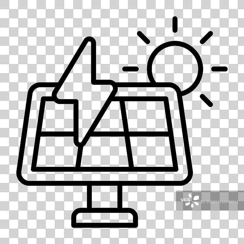 太阳能电池板与太阳的概念图标图片素材