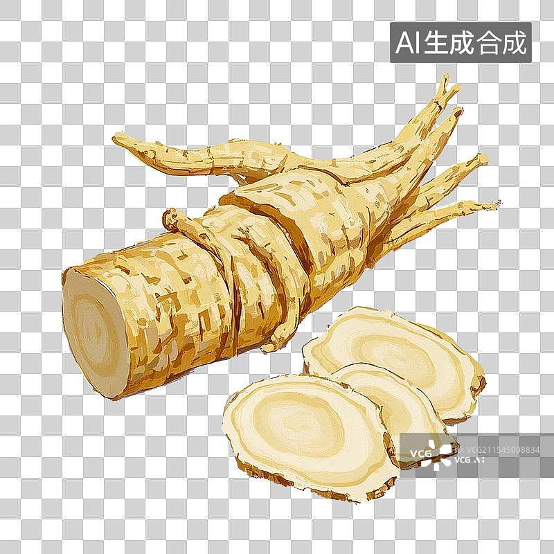 【AI数字艺术】中药材西洋参设计元素图片素材