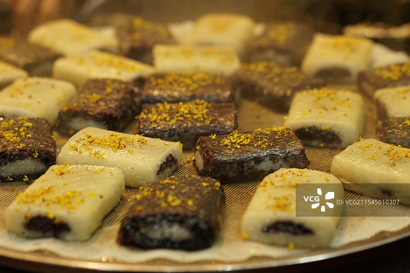 南京桂花豆沙条头糕特写镜头图片素材