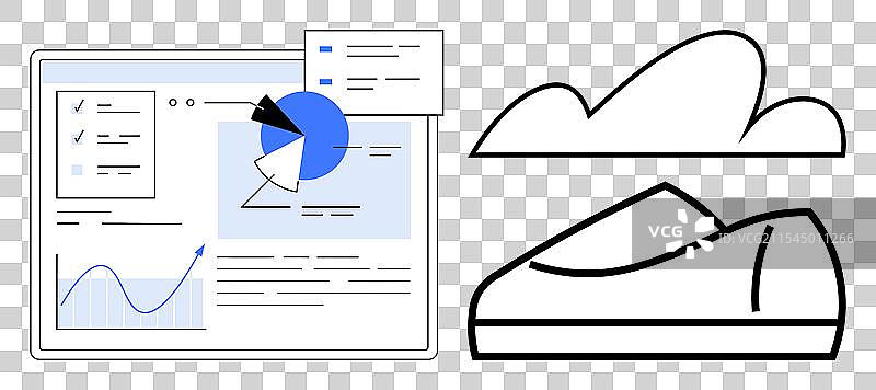 带有图表和运动鞋的数据分析仪表板图片素材