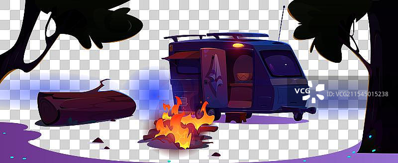 森林中的露营地和房车图片素材