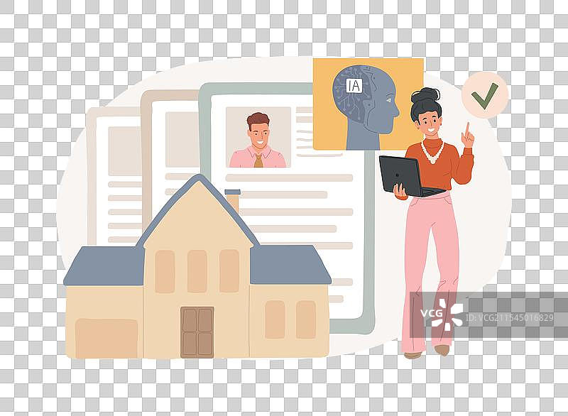 人工智能驱动的租户筛选抽象概念图片素材