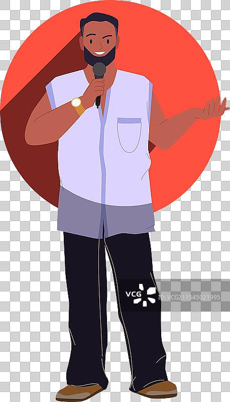 喜剧单口相声表演，男子坐在凳子上图片素材