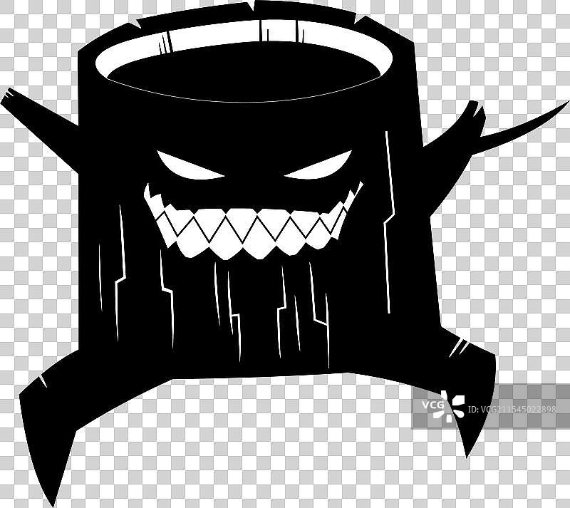 万圣节可怕的树怪黑色剪影图片素材