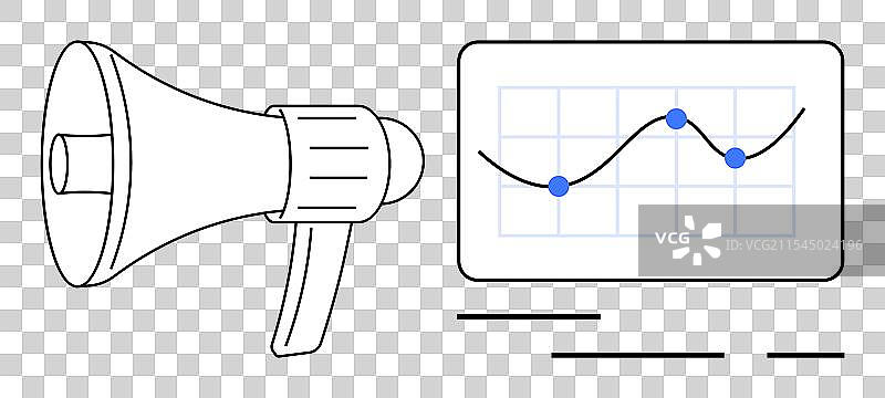带有扩音器和数据的营销策略概念图片素材