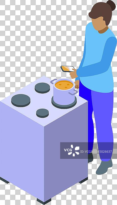 女人在烹饪并拍摄食物照片图片素材