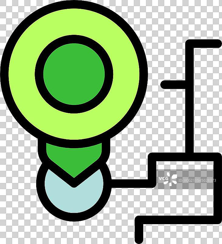 绿色图钉图标连接到网络，象征着图片素材