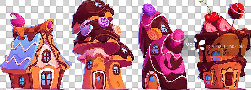 糖果屋组合，孤立在黑色背景上图片素材