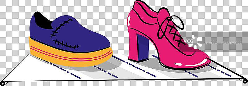 时尚现代的高跟鞋展示在展台上图片素材