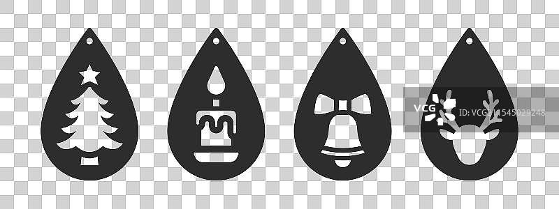 一套用于泪滴耳环的圣诞设计图片素材