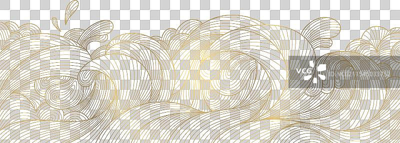 日本风格的金色海浪图案图片素材
