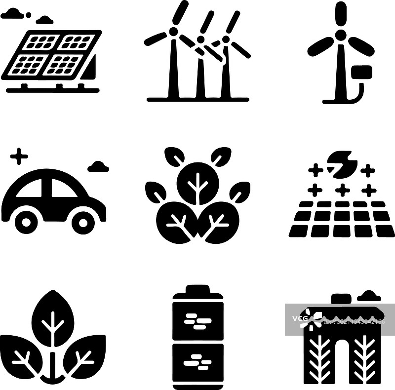 生态创新图标集 - 极简设计图片素材