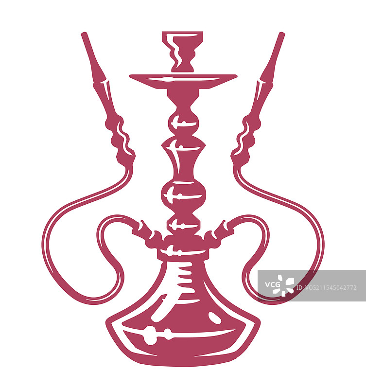 带有两个烟管的水烟标志，吸烟烟草图片素材