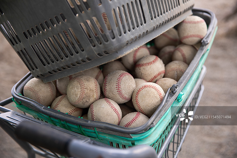 装满棒球的篮子图片素材