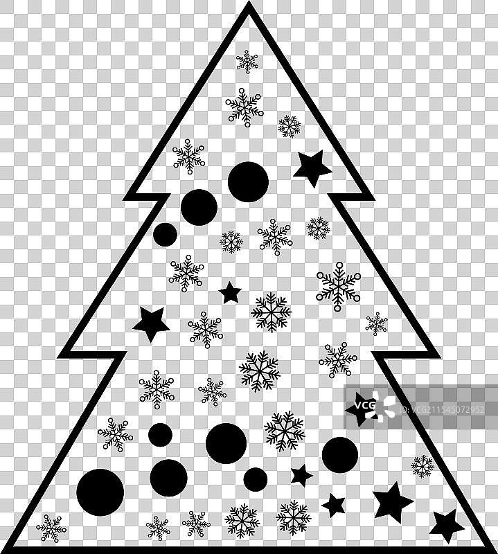 几何形状的圣诞树与雪花图片素材