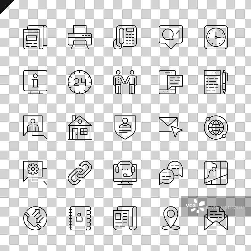 网站联系图标集，细线设计图片素材