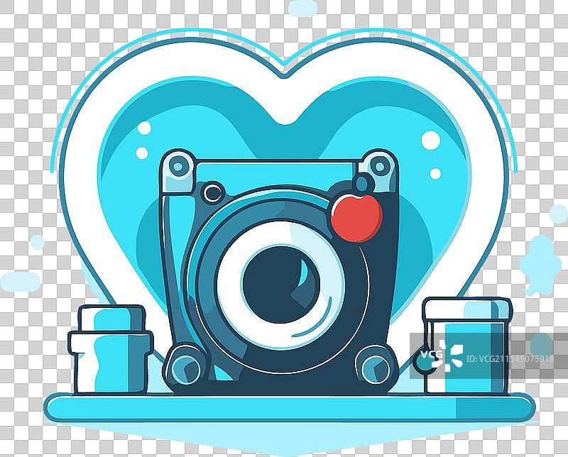心形平面风格的相机图片素材