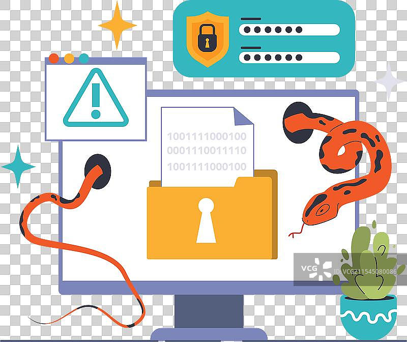 计算机蠕虫威胁的扁平化表现图片素材