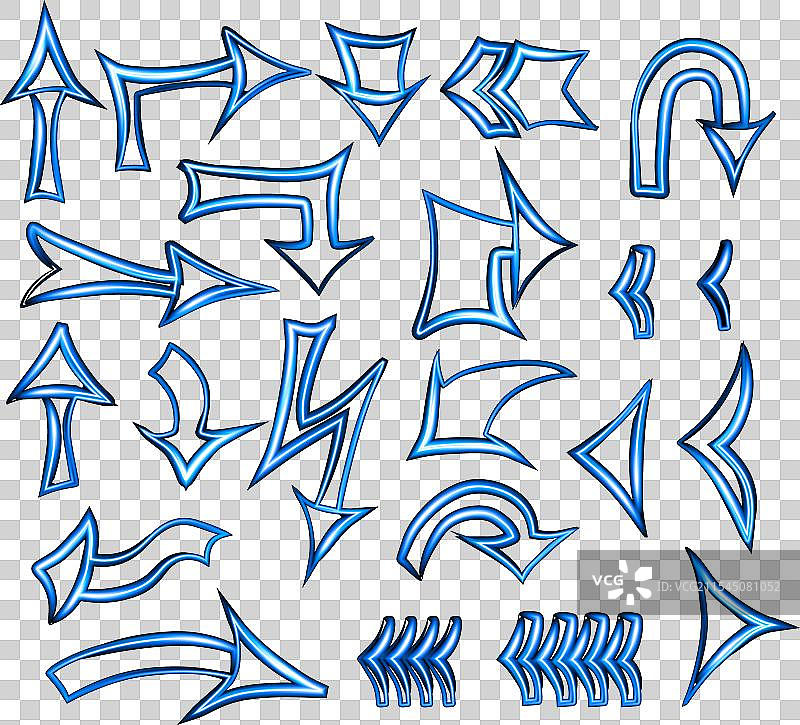 一组带有霓虹效果的指针箭头图片素材