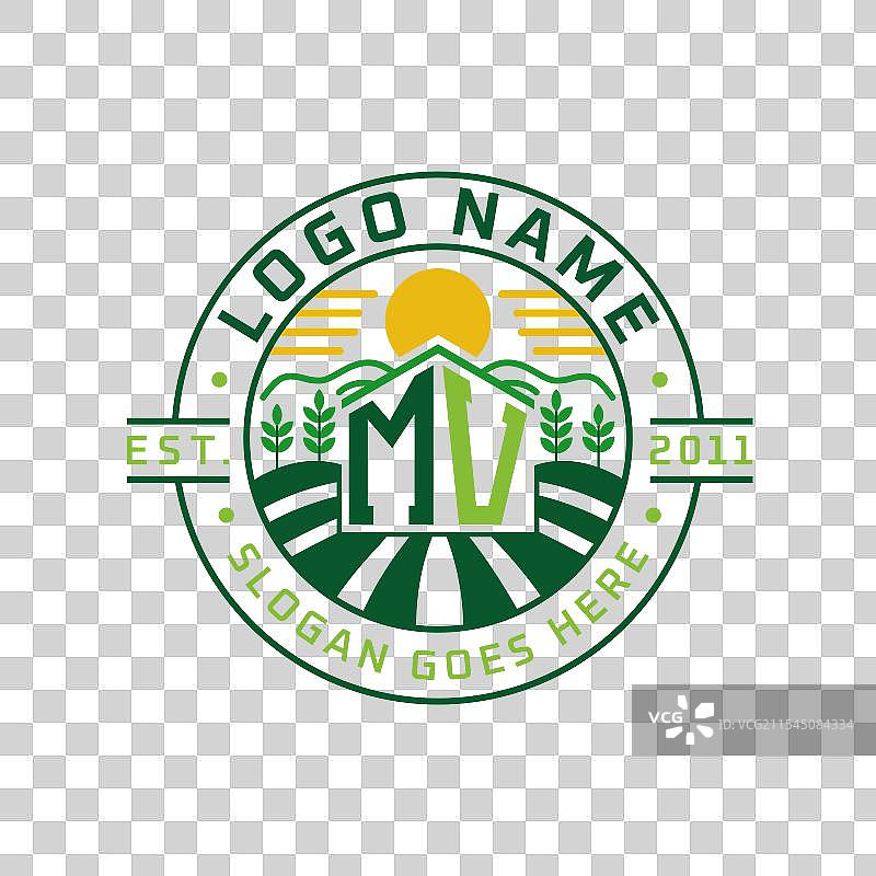 现代农舍风格的MV字母标志设计图片素材