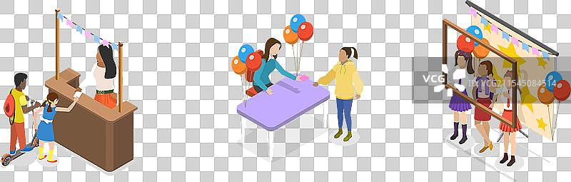 学校的三维等距平面图图片素材