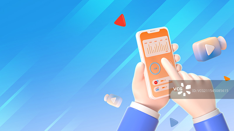 3D渲染智慧科技手机银行金融理财主题模板图片素材