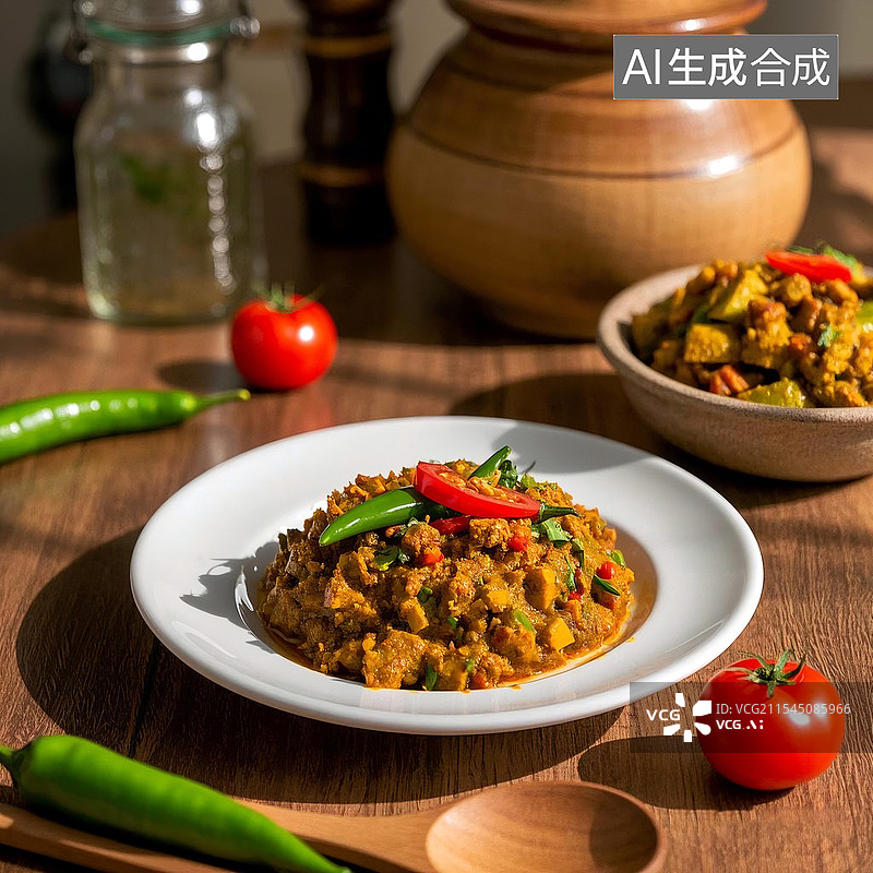【AI数字艺术】印度尼西亚干咖喱美食图片素材
