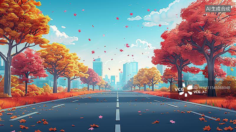 【AI数字艺术】通往未来都市的道路 绿色环保的未来城市图片素材