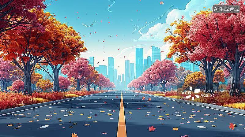 【AI数字艺术】通往未来都市的道路 绿色环保的未来城市图片素材