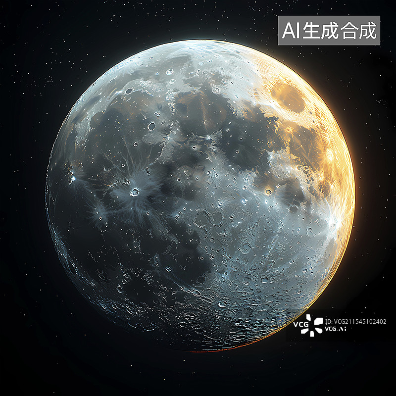 【AI数字艺术】月球表面月坑特写天文学宇宙图片素材