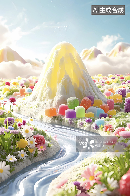 【AI数字艺术】清新微距彩色水果味软糖图片素材