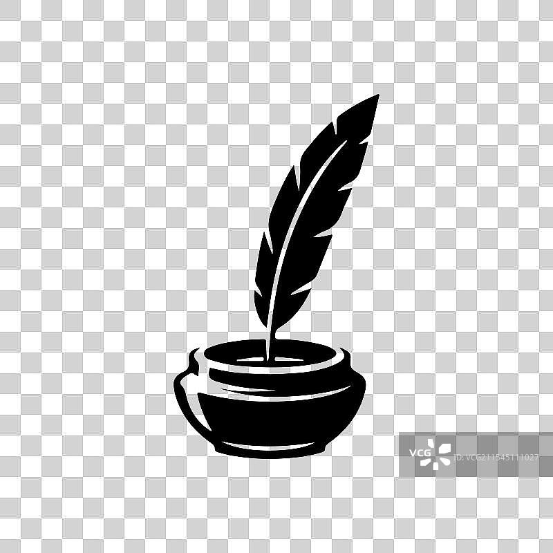 墨水羽毛图标，背景为白色图片素材