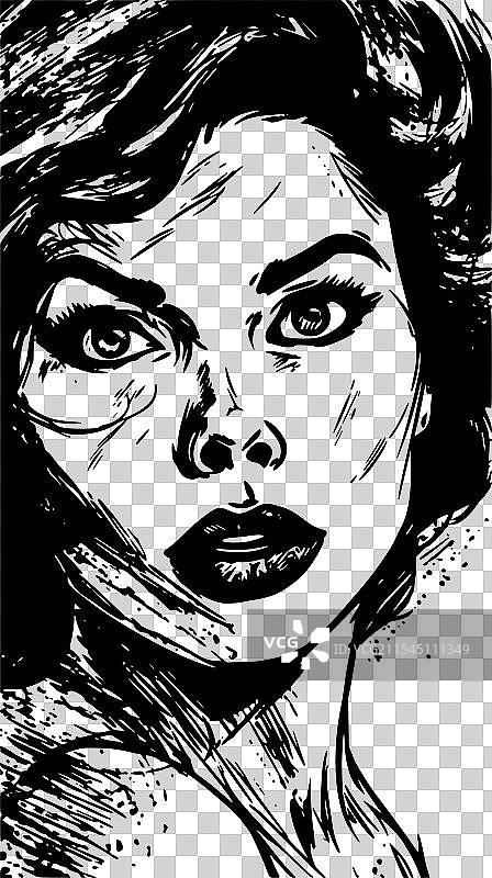 手绘或雕刻风格的女性肖像图片素材