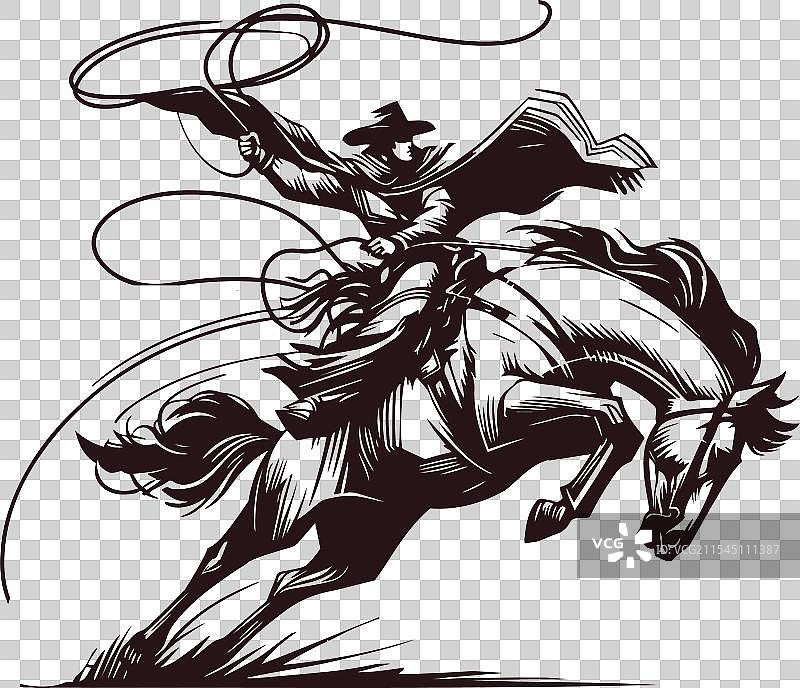 骑着驮马的西部牛仔图片素材