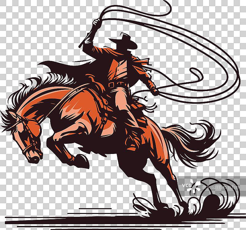 骑着驮马的西部牛仔图片素材