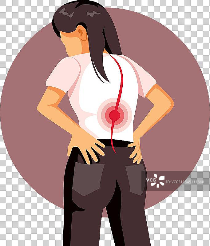 感到背部不适的坐骨神经痛女性图片素材