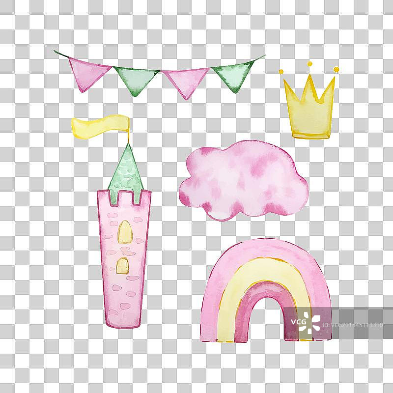 水彩童话公主幼儿园套装图片素材