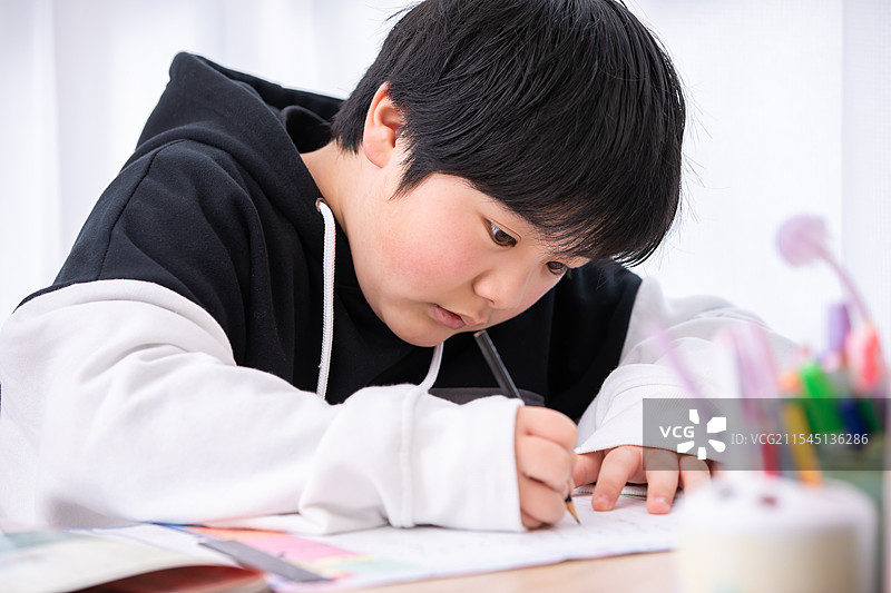 小学男孩在学习图片素材