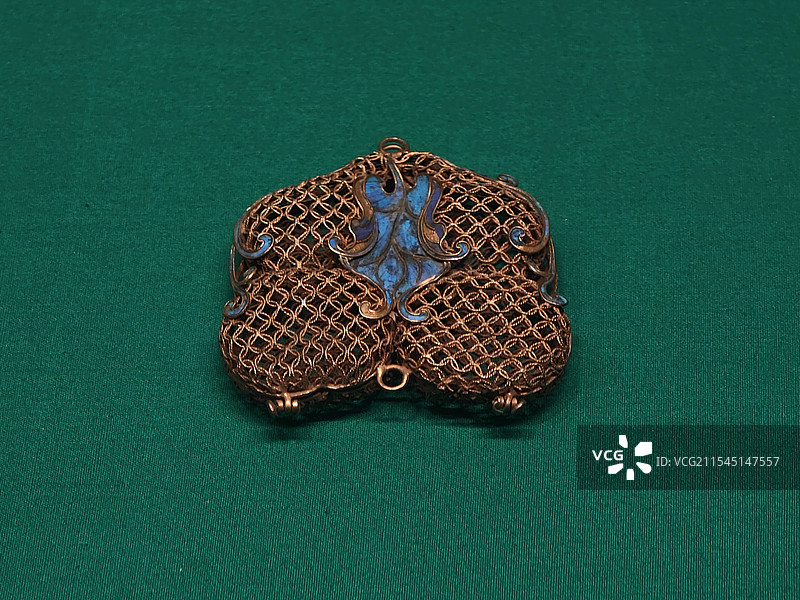 银鎏金点翠累丝葫芦形香囊 民国 首都博物馆藏图片素材