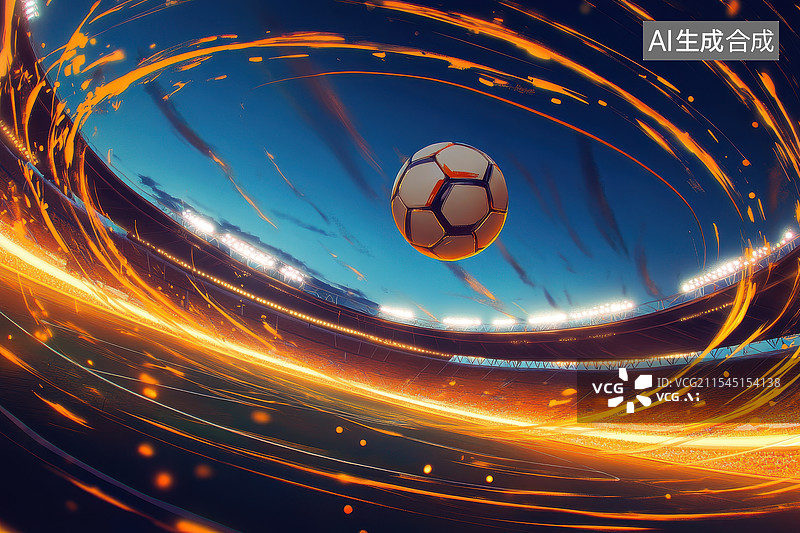 【AI数字艺术】夜晚足球飞驰插画图片素材