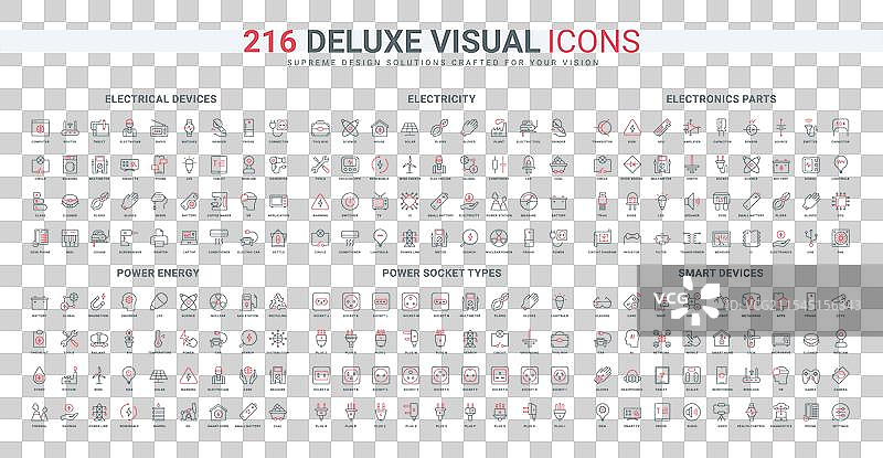 现代智能家居设备插座类型和图片素材