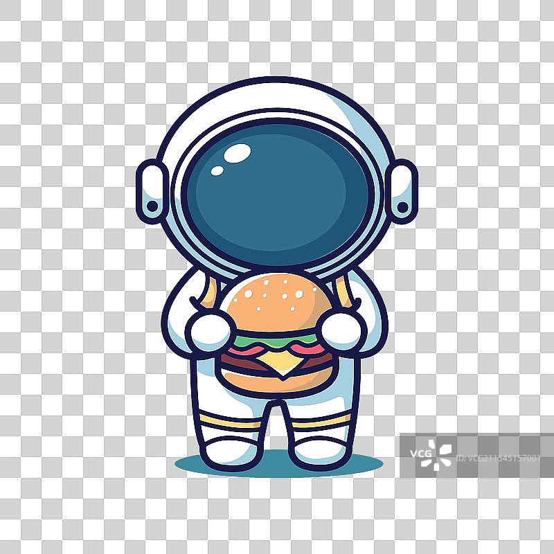 卡通宇航员与汉堡包图片素材