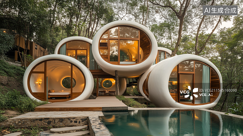 【AI数字艺术】现代建筑别墅家居场景图片素材