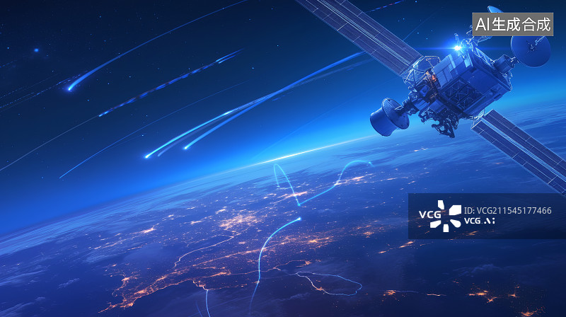 【AI数字艺术】卫星与地球通讯图片素材