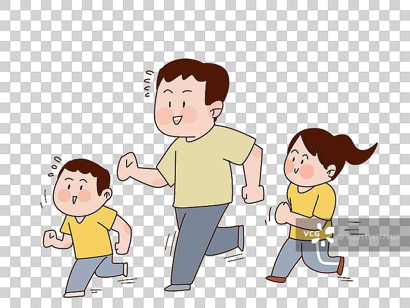 教练爸爸带着孩子跑步 运动 男孩 女孩 体育 快乐奔跑 健身 锻炼图片素材