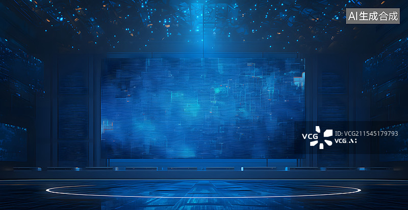 【AI数字艺术】舞台 蓝色 科技图片素材