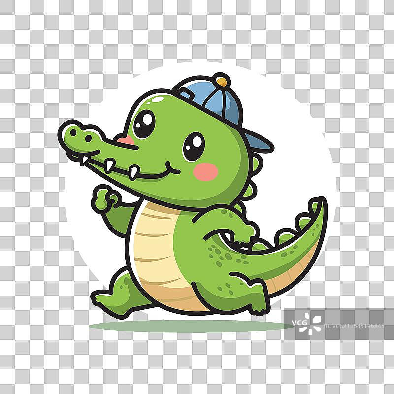 可爱鳄鱼奔跑插图设计图片素材